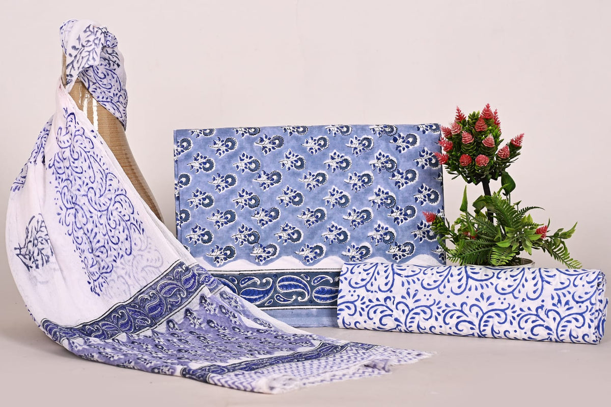 Authentic Unstitched Hand Block Print Cotton Suits Set