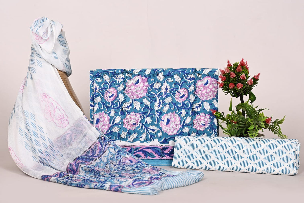 Artisanal Bagru Print Unstitched Cotton Suit