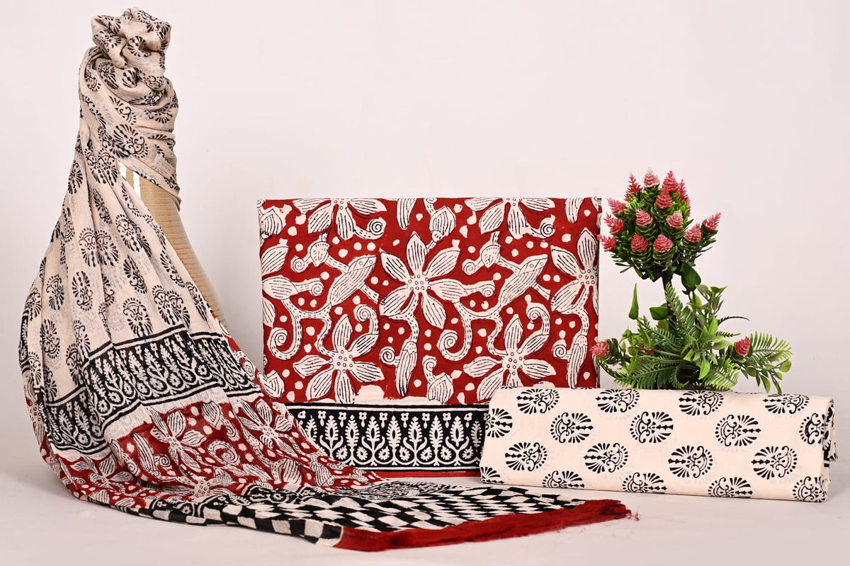 Artisanal Bagru Print Unstitched Cotton Suit