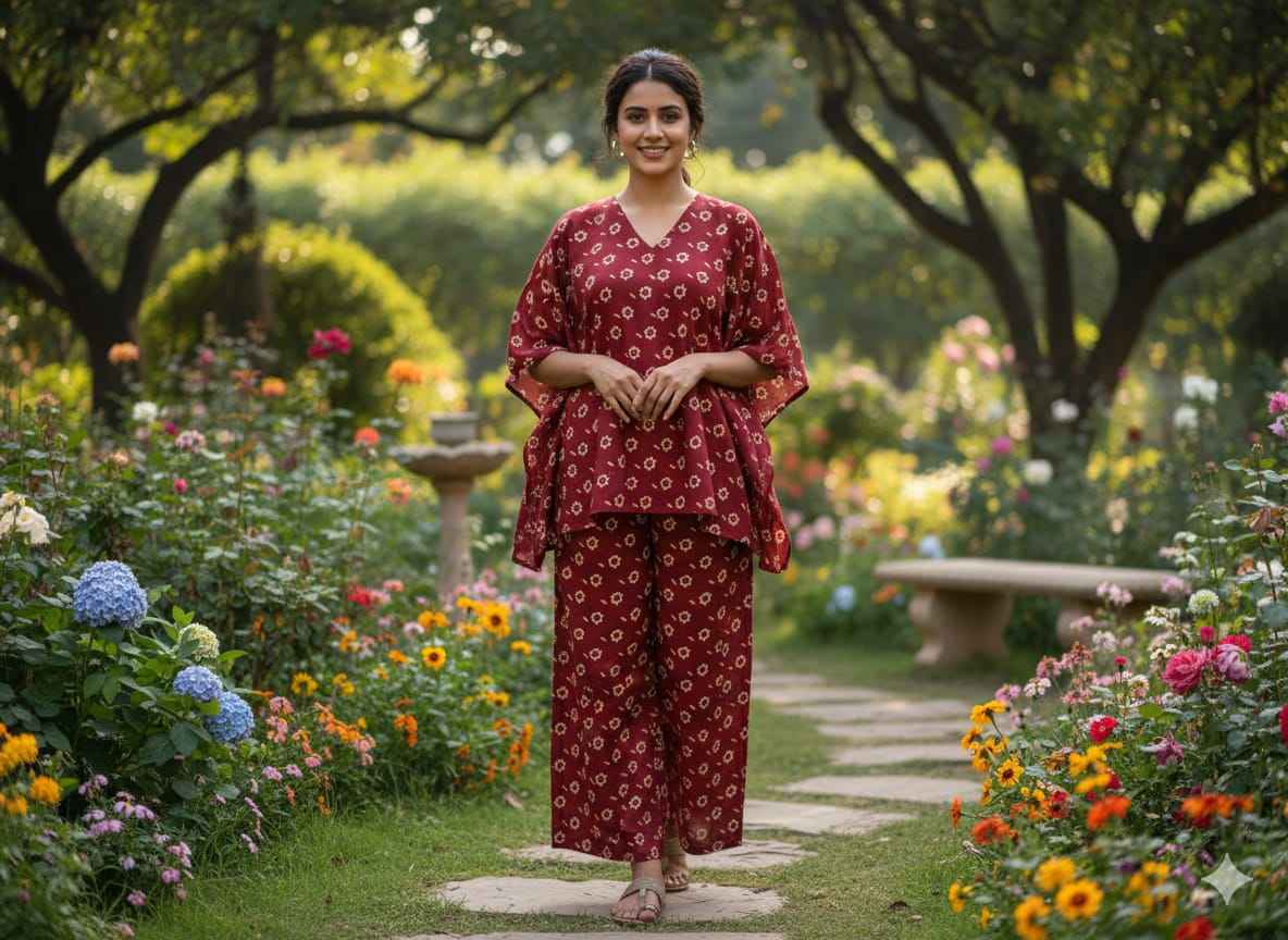 Traditional Bagru Print Cotton Kurti Palazzo Set