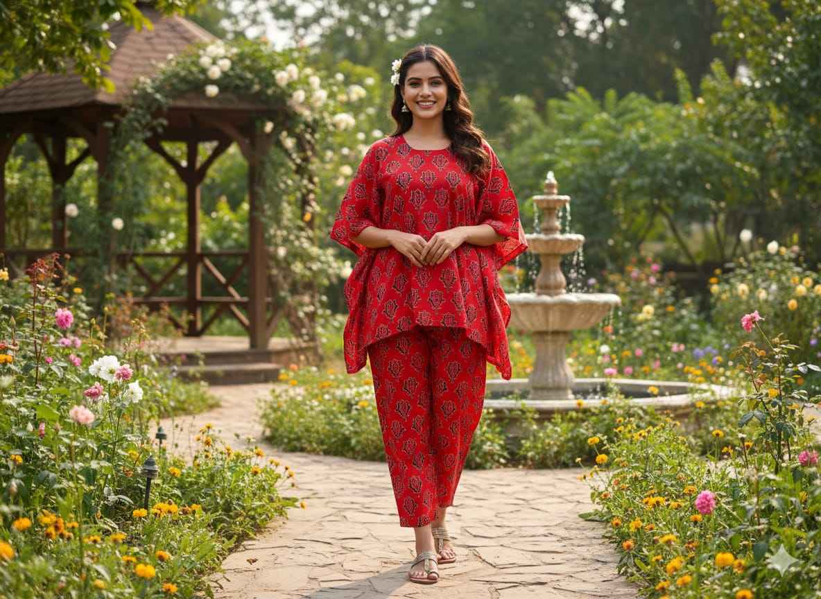 Traditional Bagru Print Cotton Kurti Palazzo Set