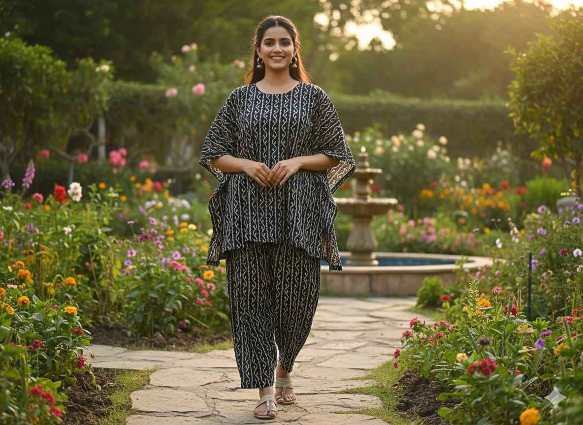 Traditional Bagru Print Cotton Kurti Palazzo Set