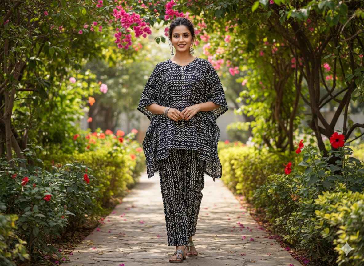 Traditional Bagru Print Cotton Kurti Palazzo Set