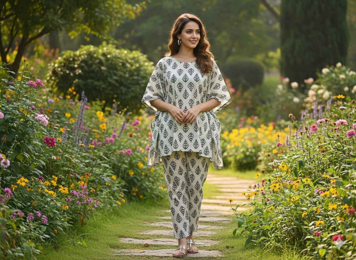 Traditional Bagru Print Cotton Kurti Palazzo Set