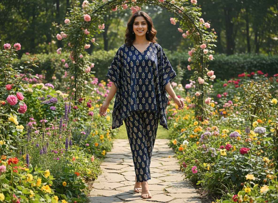 Traditional Bagru Print Cotton Kurti Palazzo Set