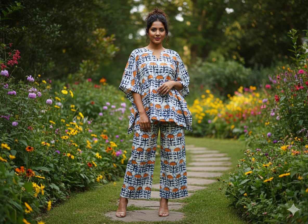 Traditional Bagru Print Cotton Kurti Palazzo Set
