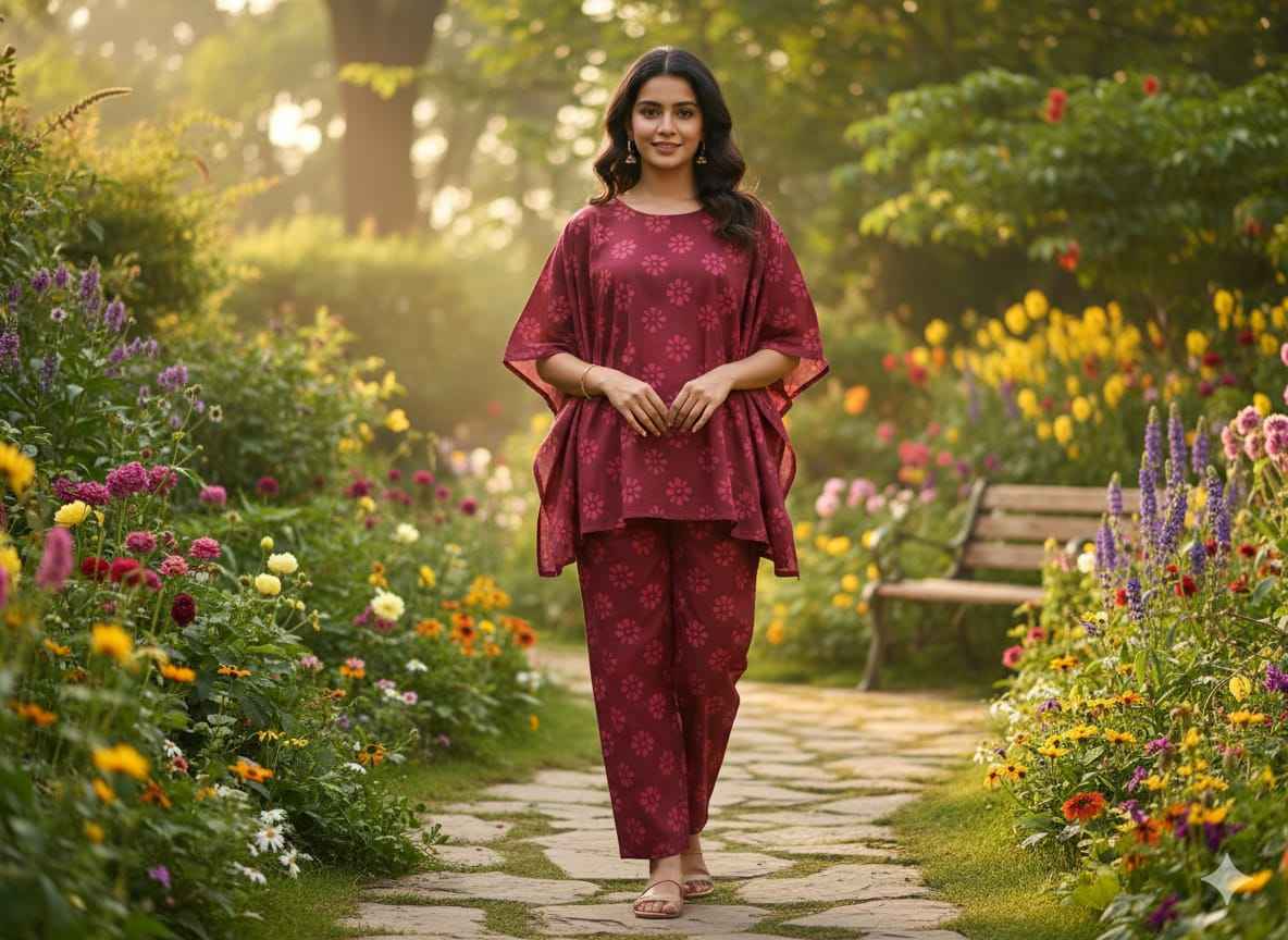 Traditional Bagru Print Cotton Kurti Palazzo Set