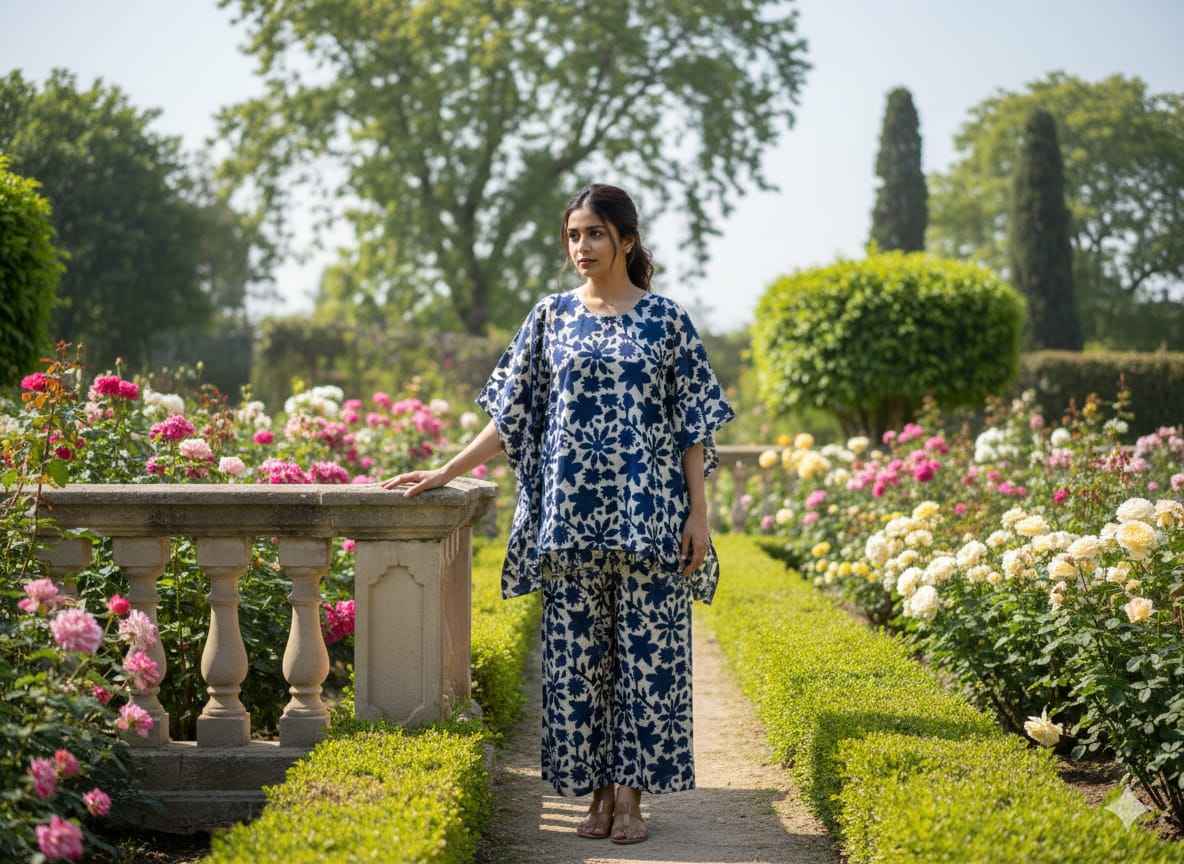 Traditional Bagru Print Cotton Kurti Palazzo Set