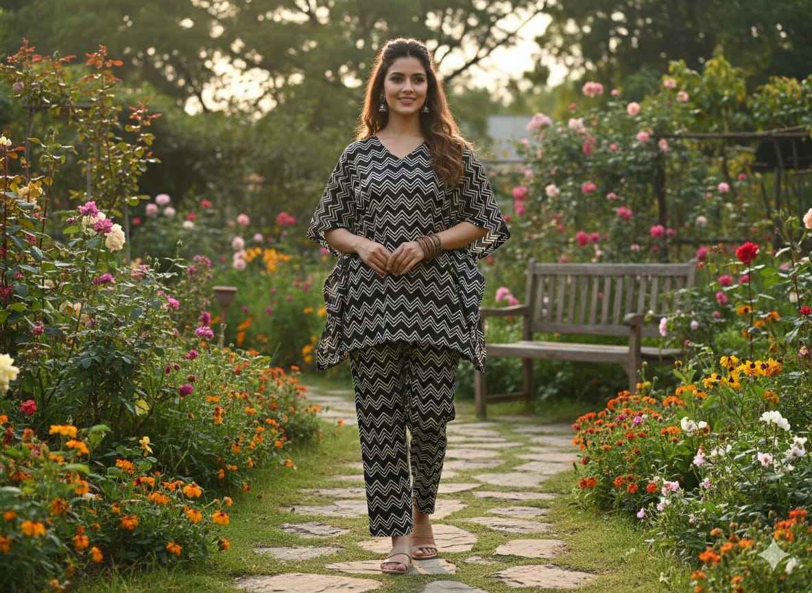 Traditional Bagru Print Cotton Kurti Palazzo Set