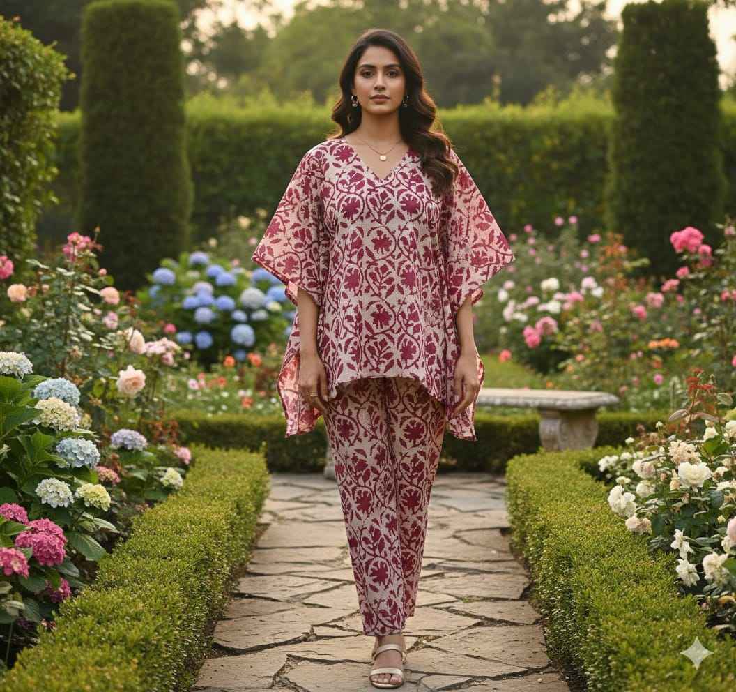 Traditional Bagru Print Cotton Kurti Palazzo Set