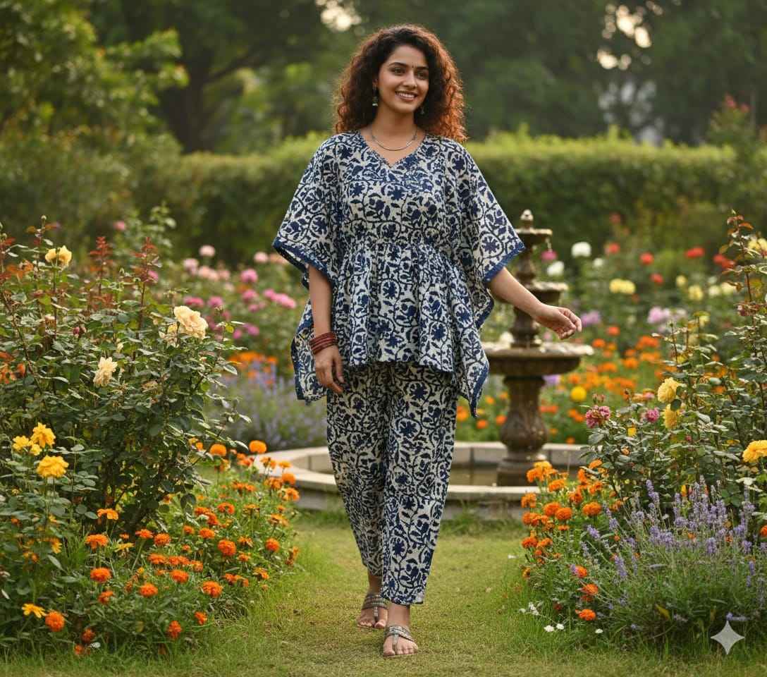 Traditional Bagru Print Cotton Kurti Palazzo Set