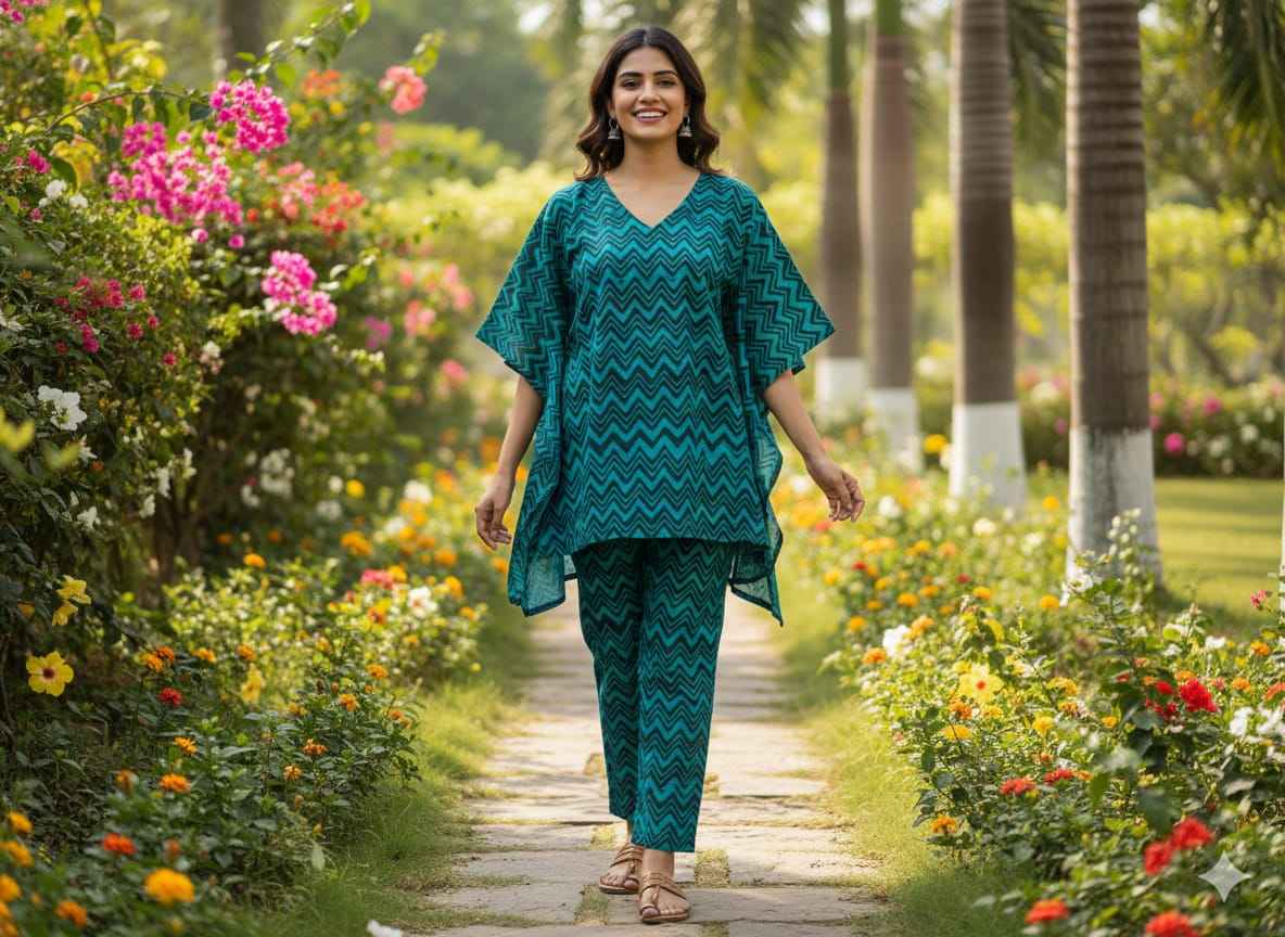 Traditional Bagru Print Cotton Kurti Palazzo Set