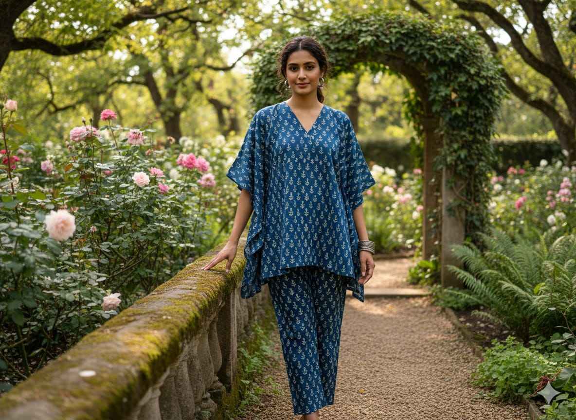 Traditional Bagru Print Cotton Kurti Palazzo Set