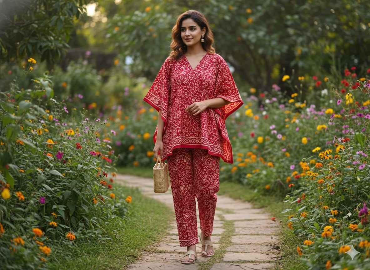 Traditional Bagru Print Cotton Kurti Palazzo Set