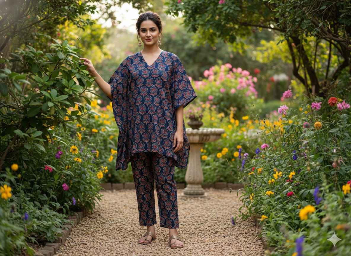 Traditional Bagru Print Cotton Kurti Palazzo Set