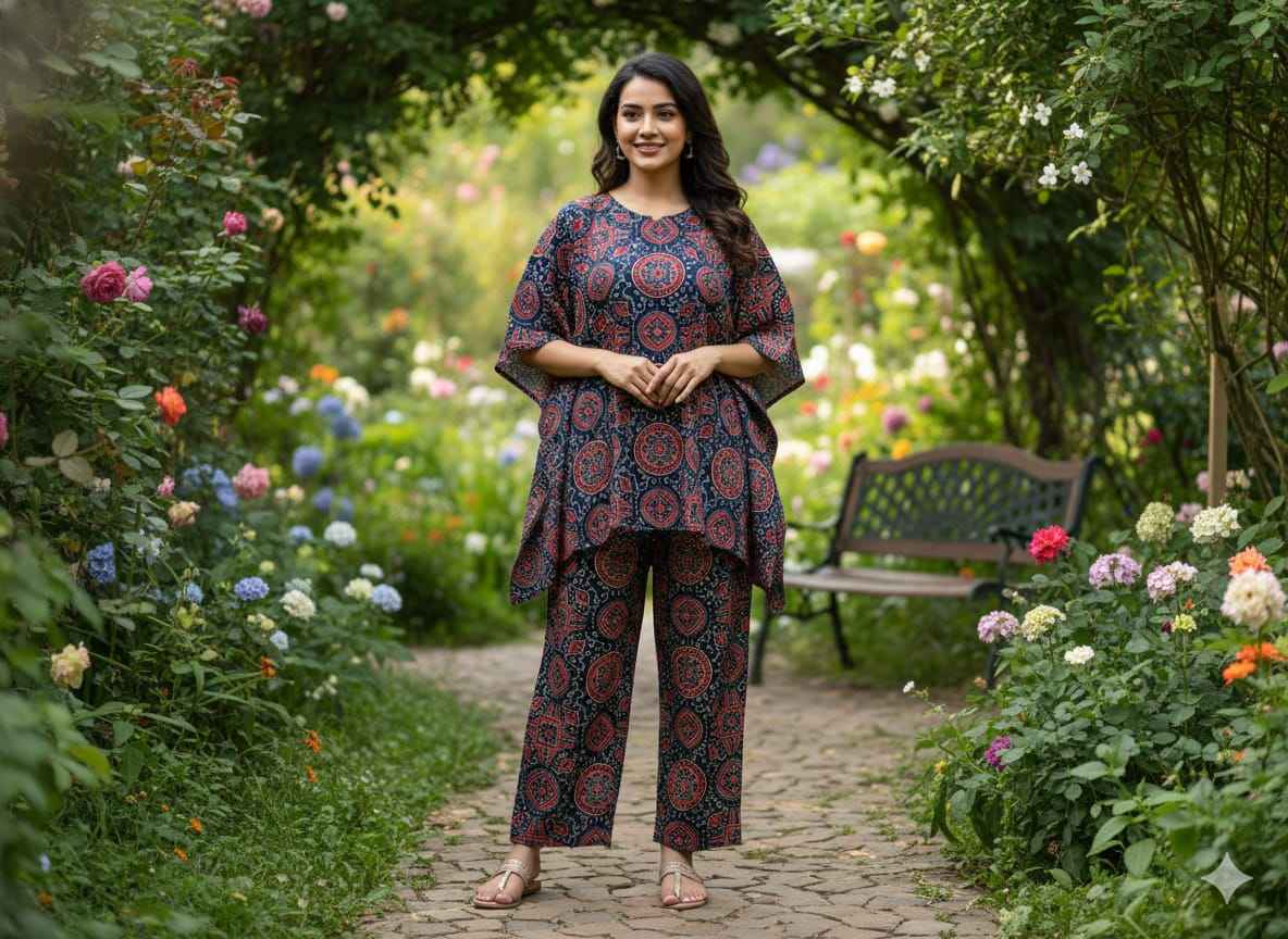 Traditional Bagru Print Cotton Kurti Palazzo Set