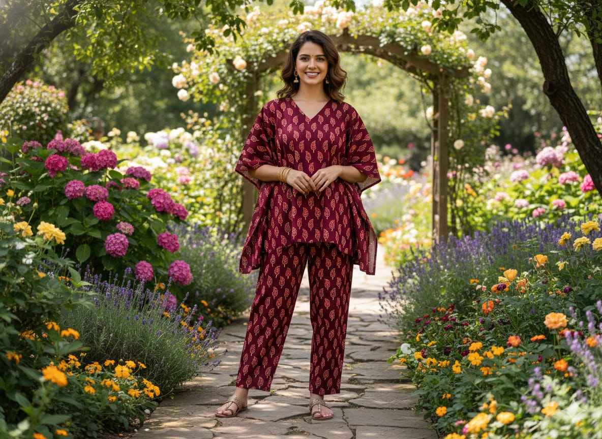 Traditional Bagru Print Cotton Kurti Palazzo Set
