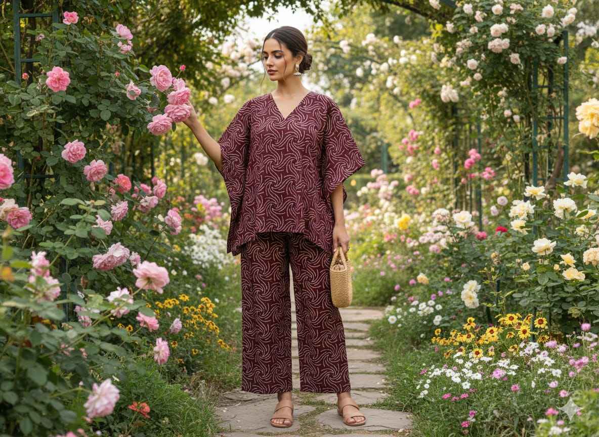 Traditional Bagru Print Cotton Kurti Palazzo Set