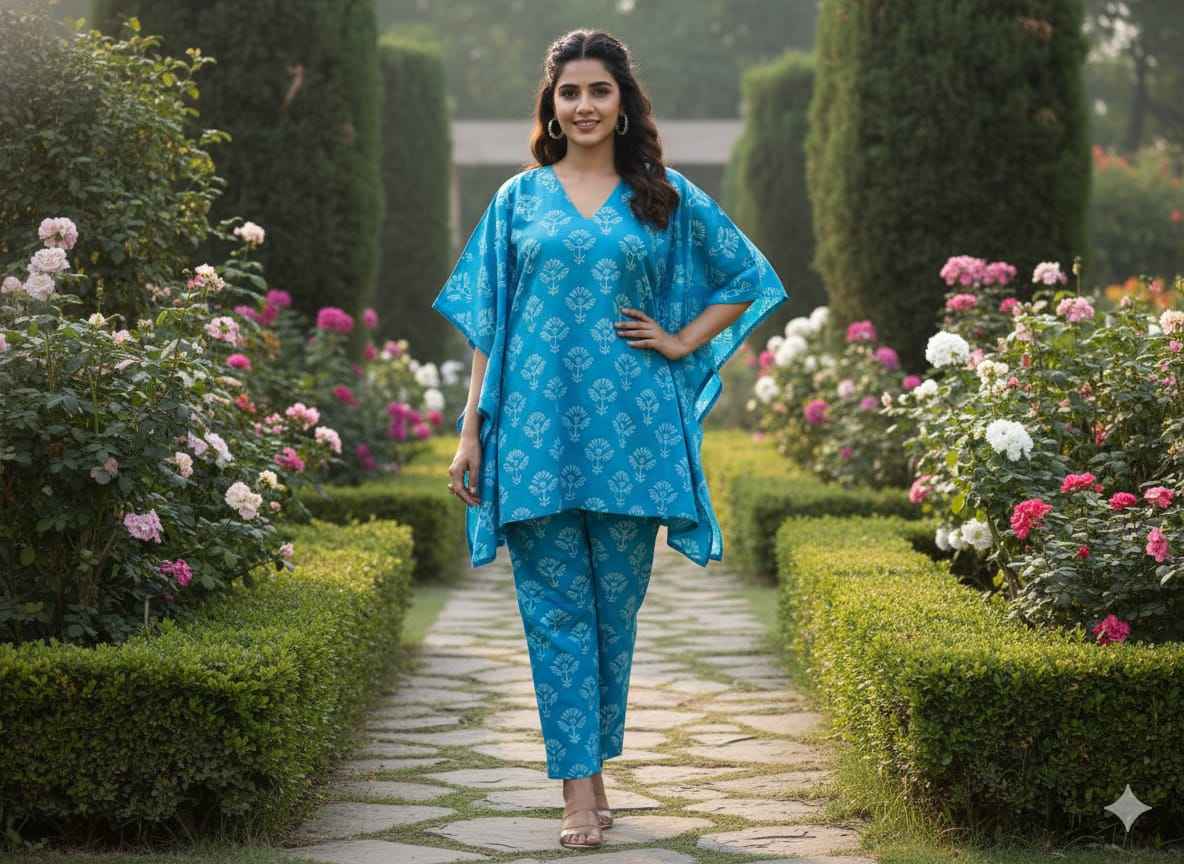 Traditional Bagru Print Cotton Kurti Palazzo Set
