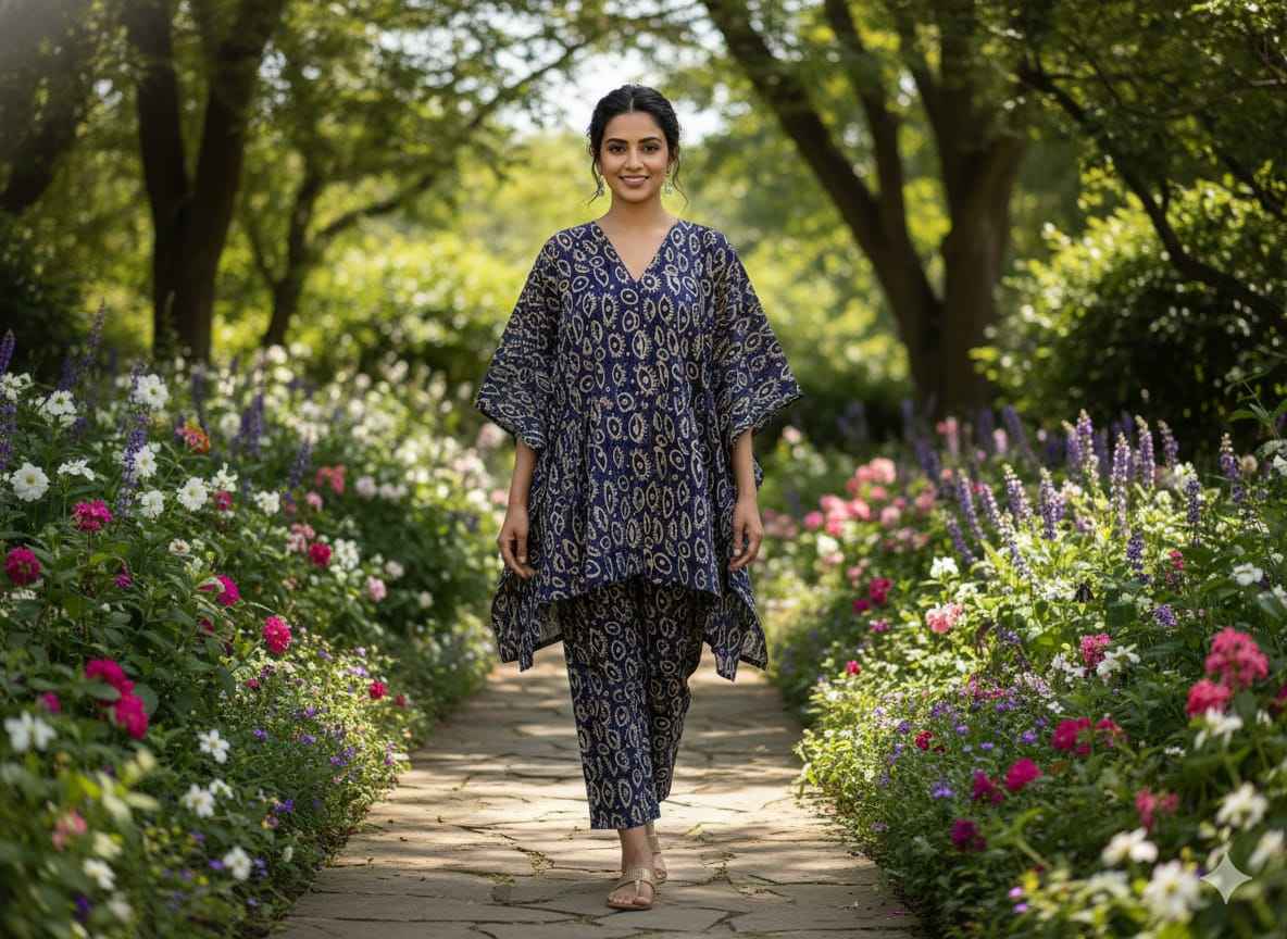 Traditional Bagru Print Cotton Kurti Palazzo Set