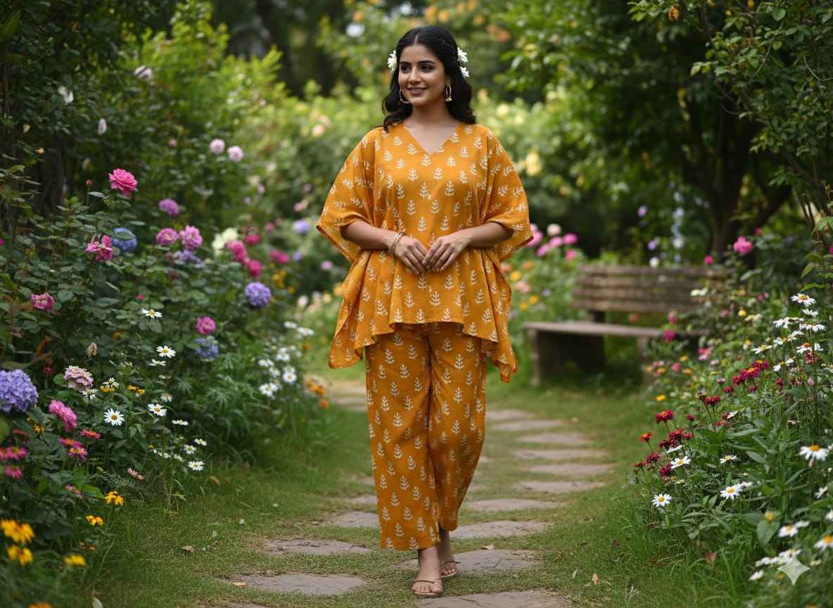 Traditional Bagru Print Cotton Kurti Palazzo Set