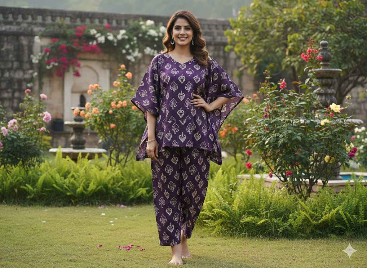Traditional Bagru Print Cotton Kurti Palazzo Set
