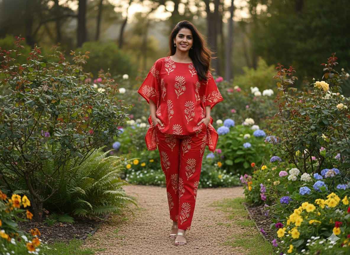 Traditional Bagru Print Cotton Kurti Palazzo Set