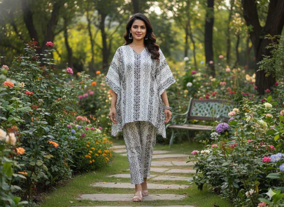 Traditional Bagru Print Cotton Kurti Palazzo Set