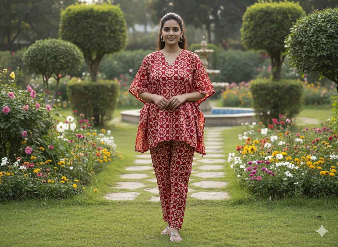 Traditional Bagru Print Cotton Kurti Palazzo Set