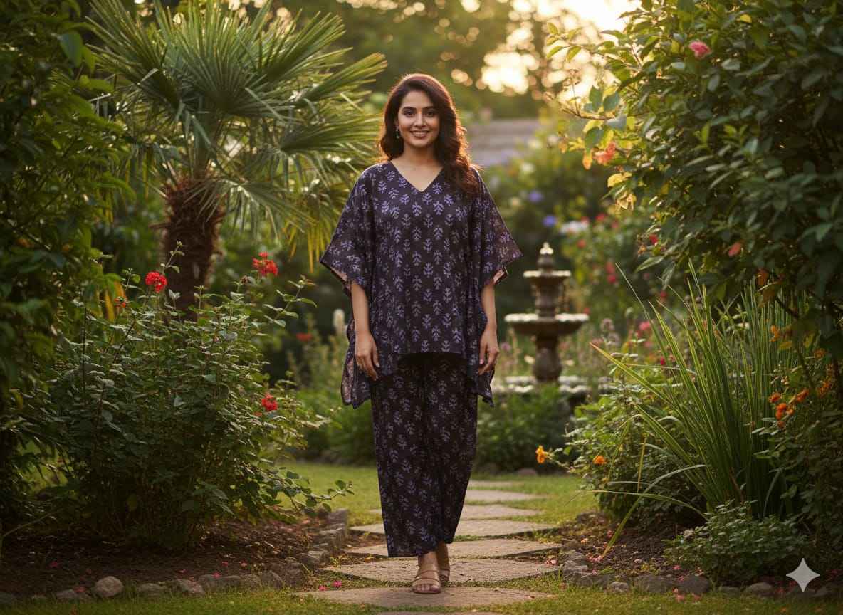 Traditional Bagru Print Cotton Kurti Palazzo Set