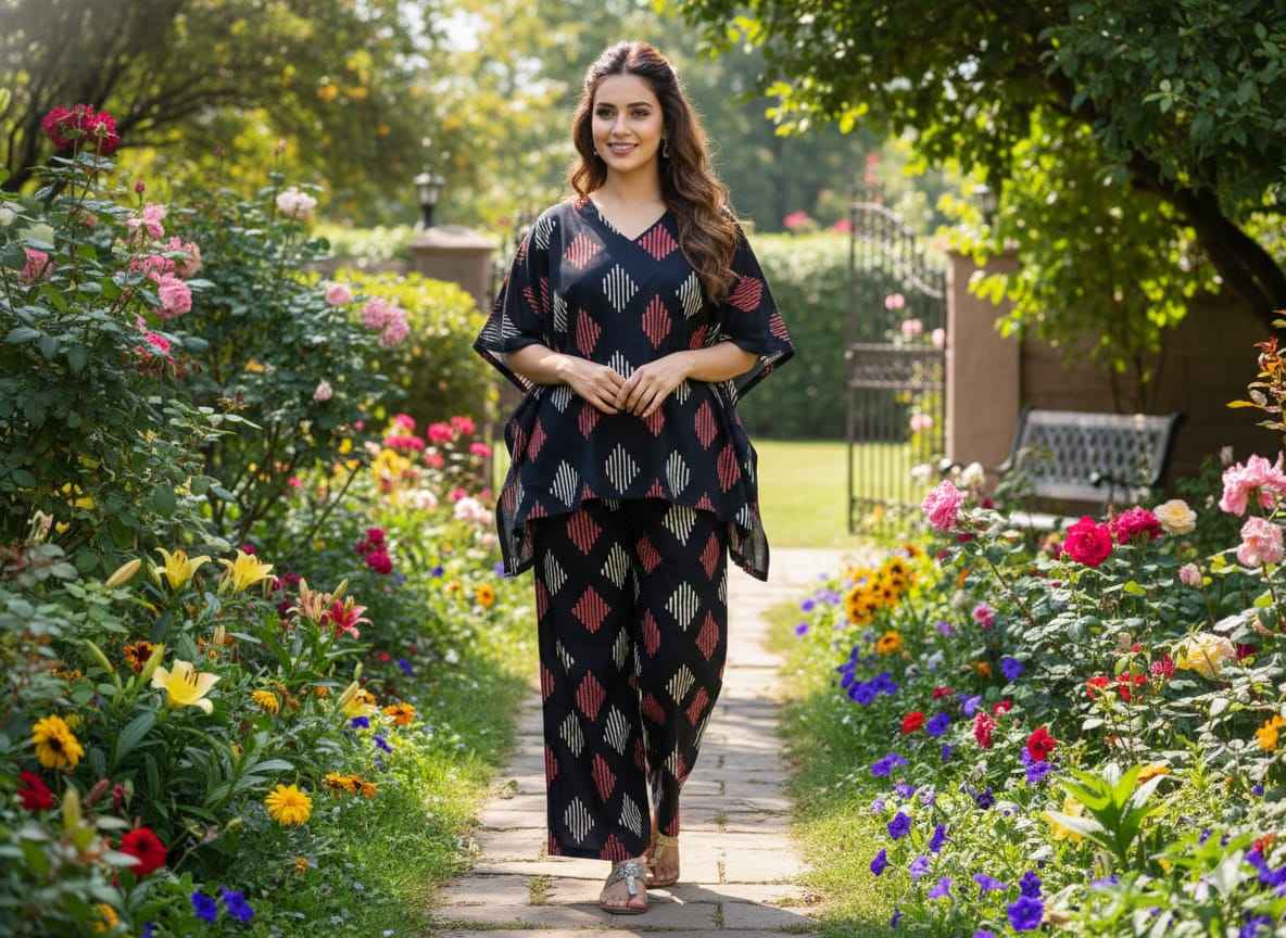 Traditional Bagru Print Cotton Kurti Palazzo Set