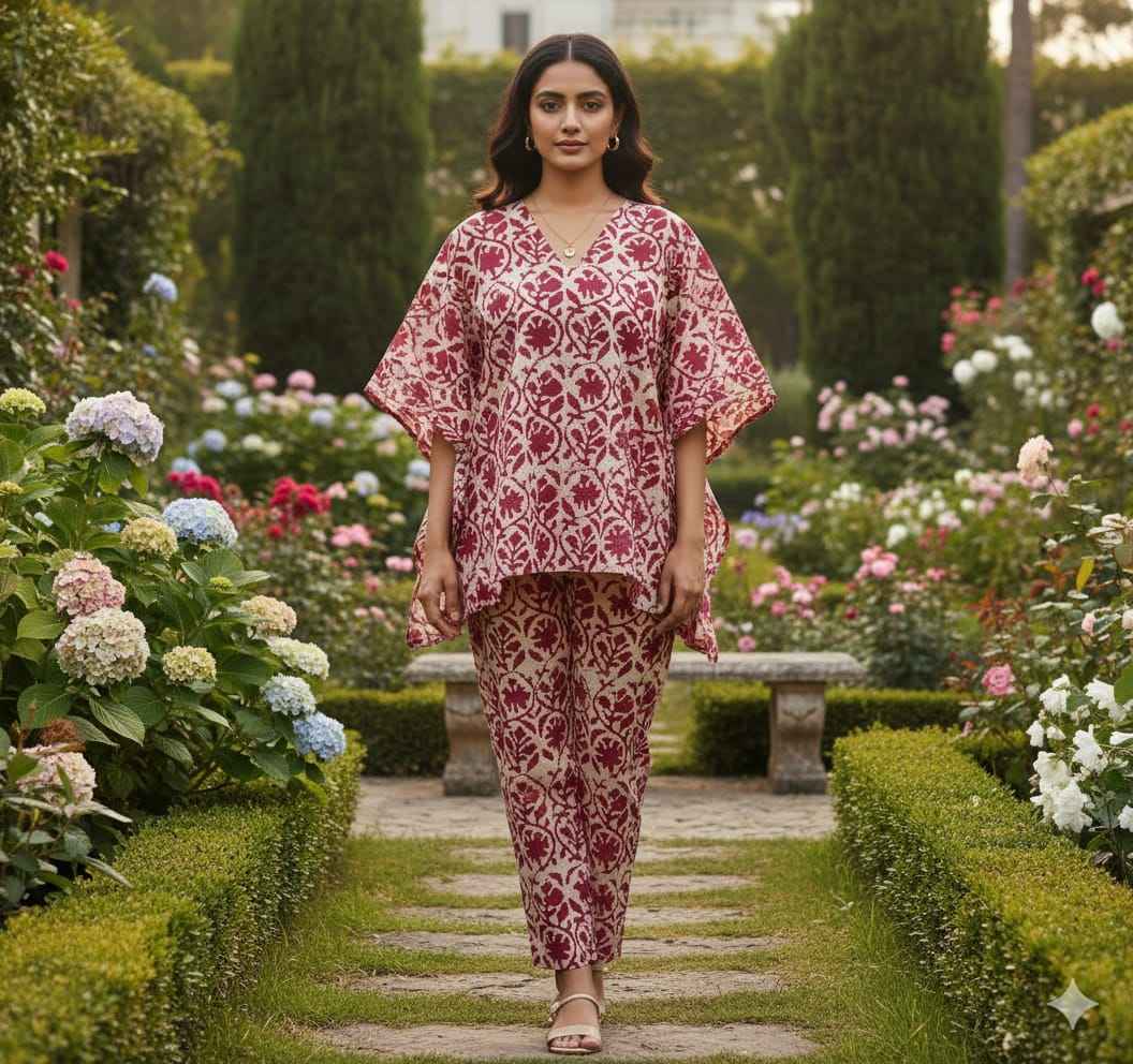 Traditional Bagru Print Cotton Kurti Palazzo Set