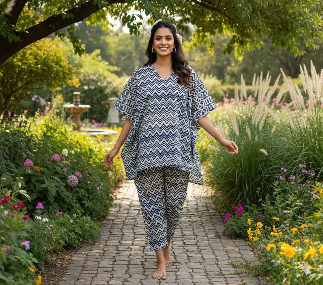 Traditional Bagru Print Cotton Kurti Palazzo Set