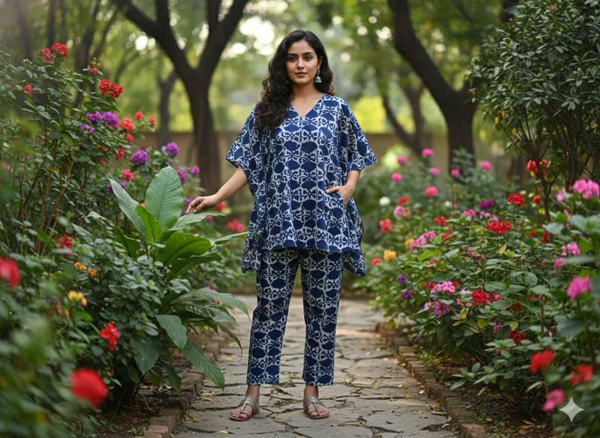 Traditional Bagru Print Cotton Kurti Palazzo Set