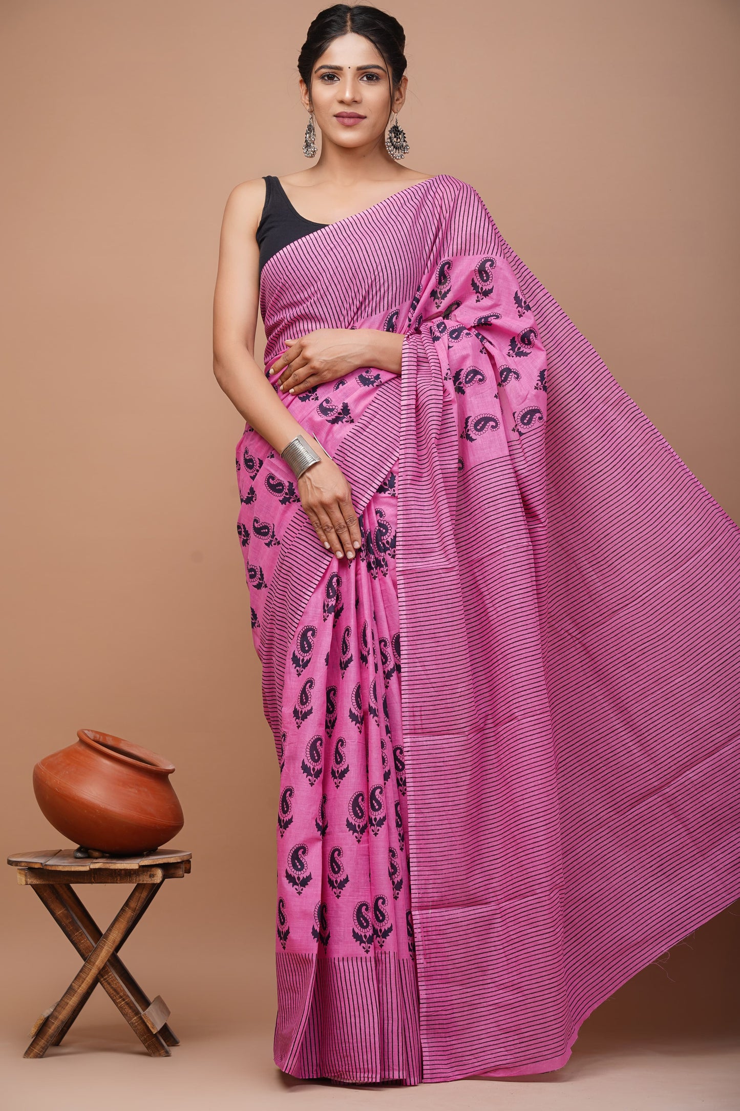 Mul Cotton Block Print Saree