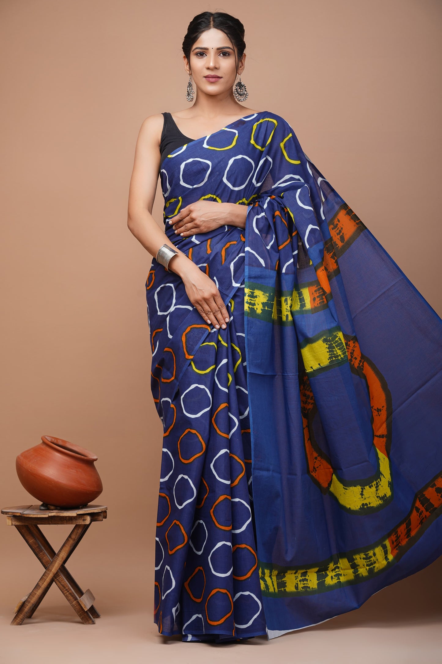 Mul Cotton Block Print Saree