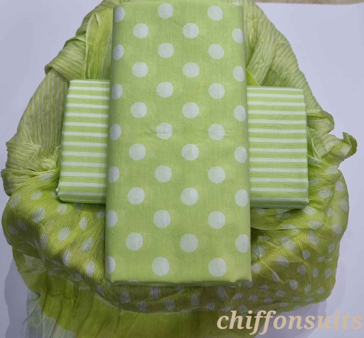 Ethnic Handcrafted Block Print Cotton Suit Set with Chiffon Dupatta