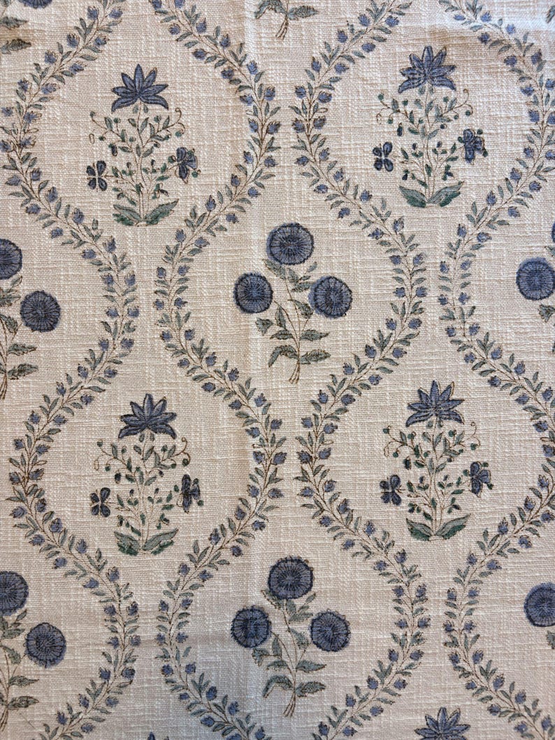Handblock Print Cotton Sofa Throw Blue Trelis - Jaipur Artisan Slub Cotton Blanket/Table Cloth
