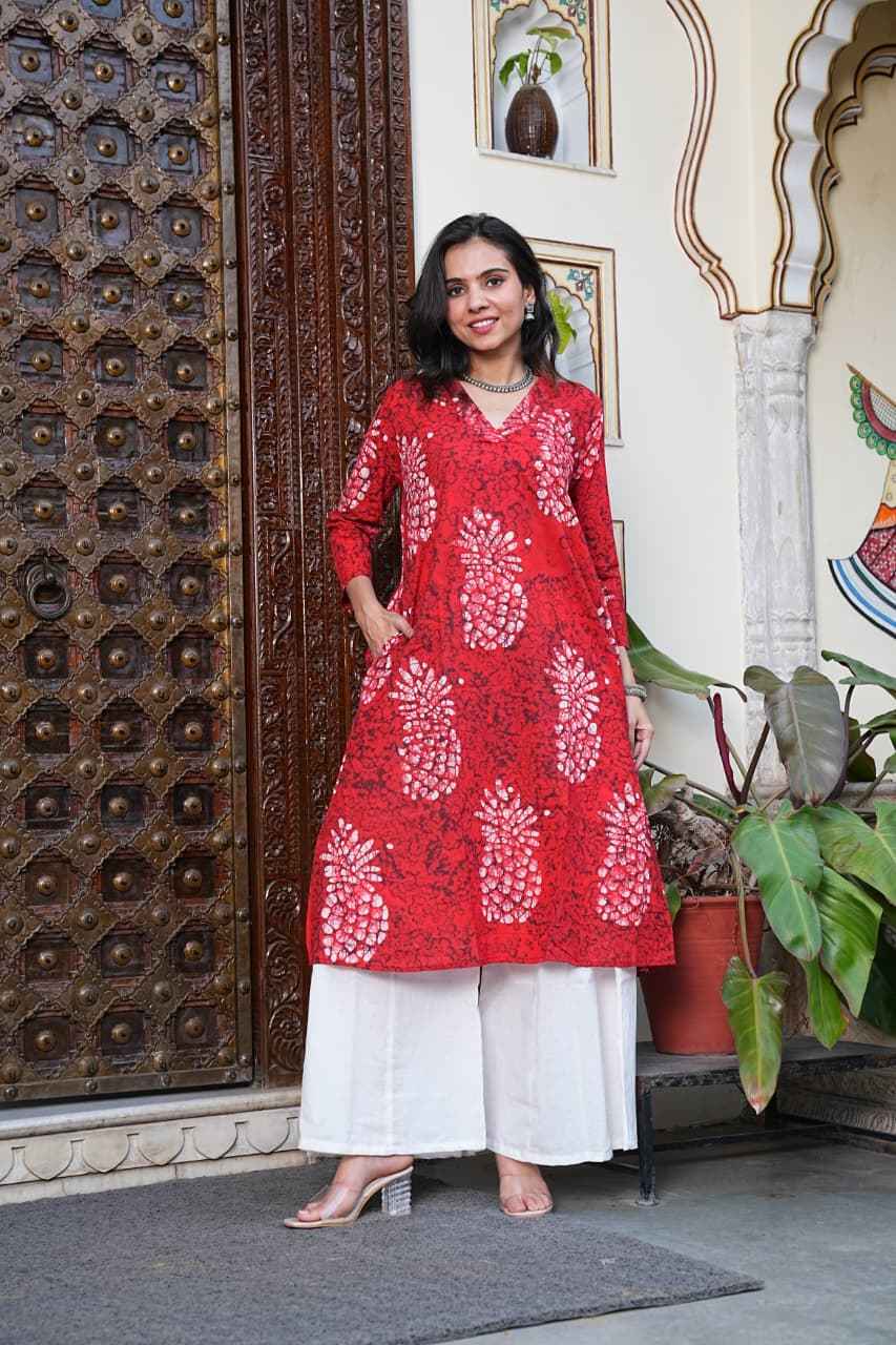 Traditional Bagru Print Cotton Kurti Palazzo Set