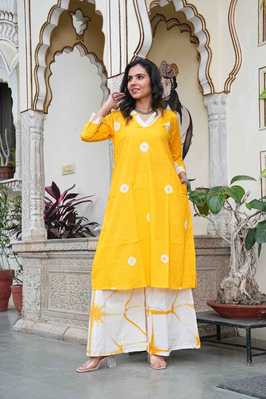 Traditional Bagru Print Cotton Kurti Palazzo Set