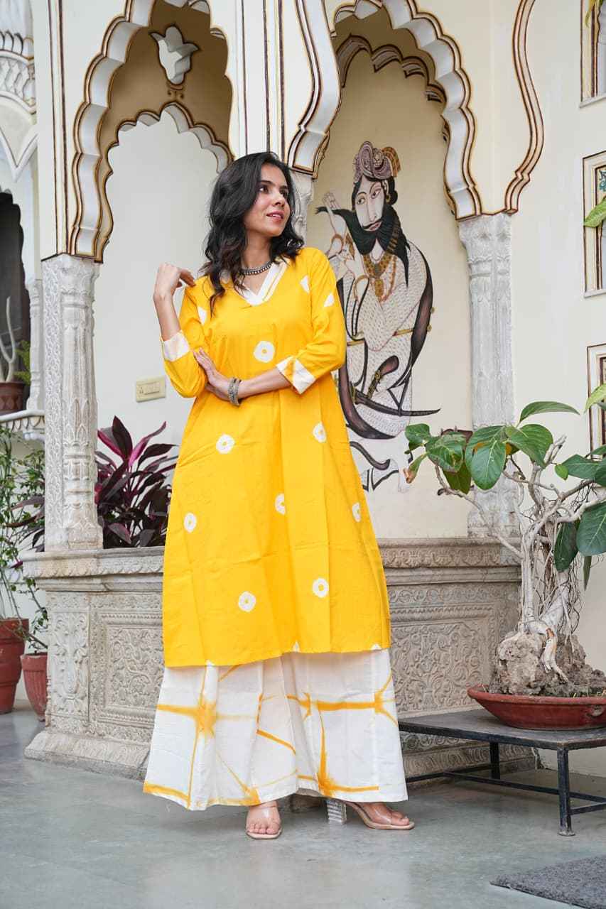 Traditional Bagru Print Cotton Kurti Palazzo Set