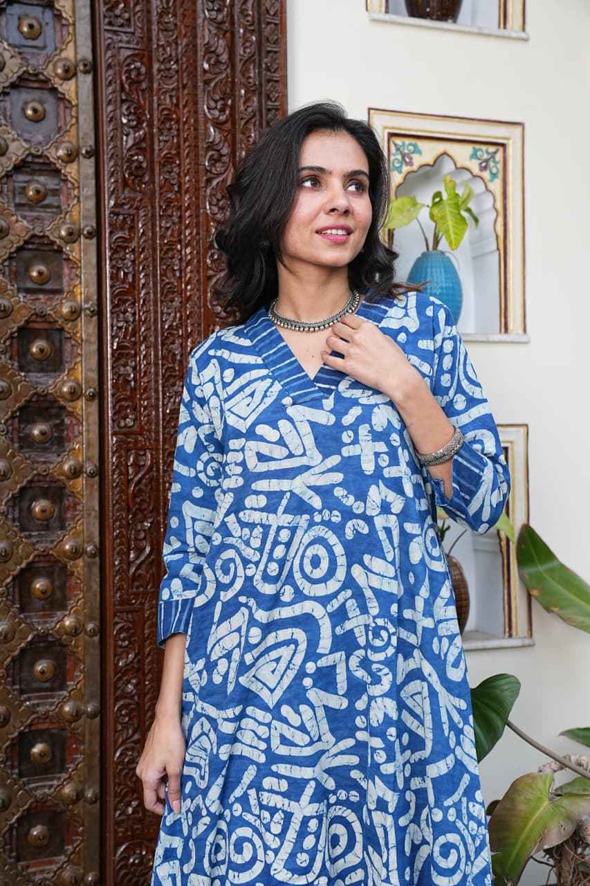 Traditional Bagru Print Cotton Kurti Palazzo Set