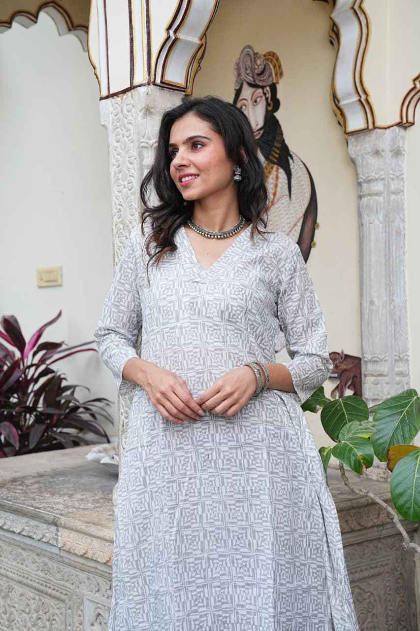 Traditional Bagru Print Cotton Kurti Palazzo Set