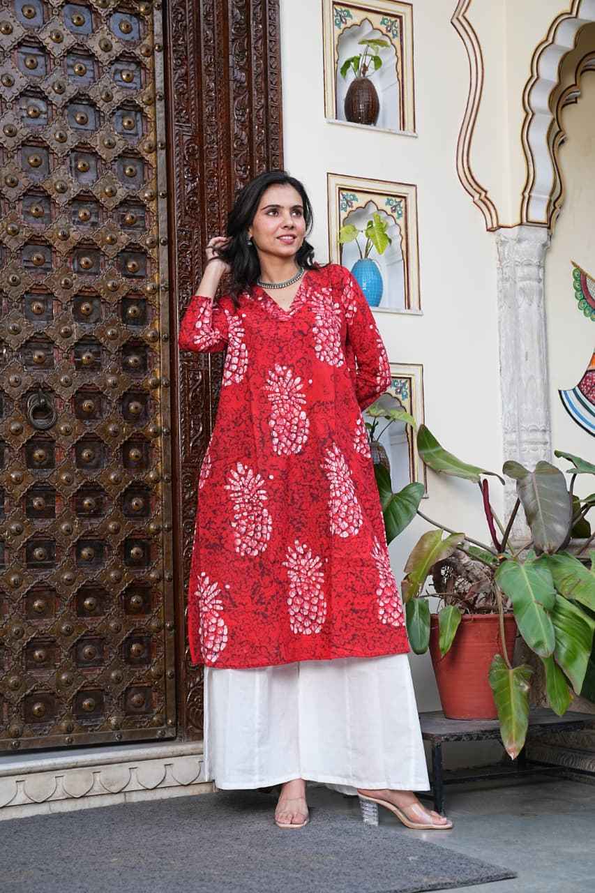 Traditional Bagru Print Cotton Kurti Palazzo Set