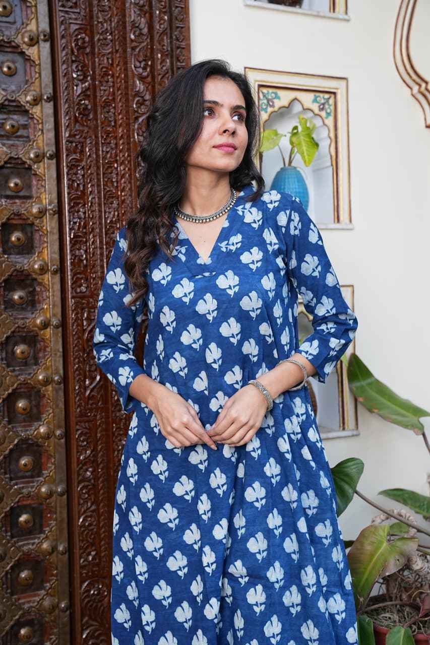 Traditional Bagru Print Cotton Kurti Palazzo Set