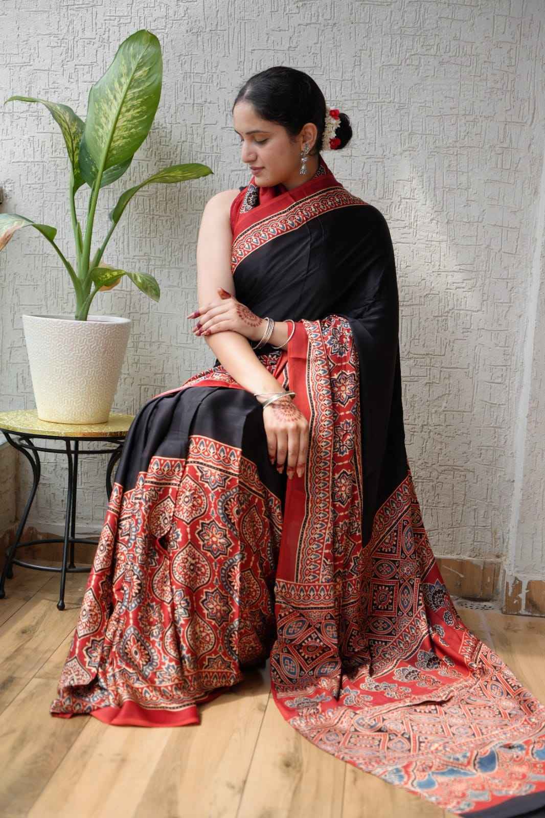 Crimson Blossom Silk Harmony Modal Silk Sarees