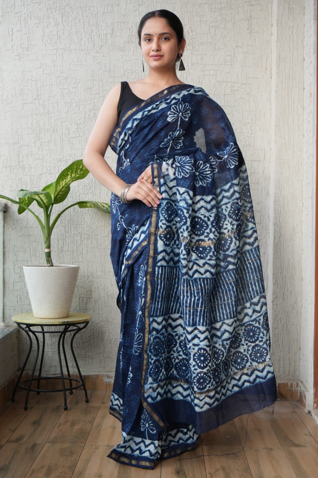 New Designer Hand Block Print Chanderi Silk Saree