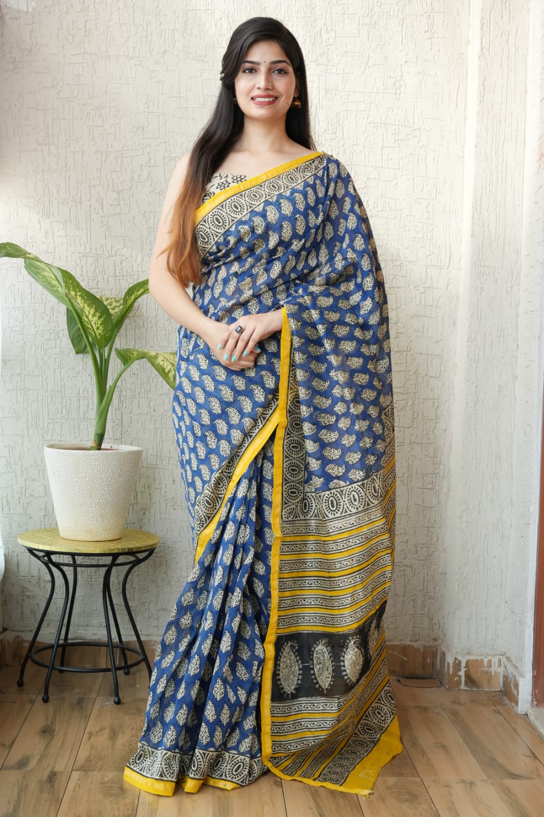 New Designer Hand Block Print Chanderi Silk Saree