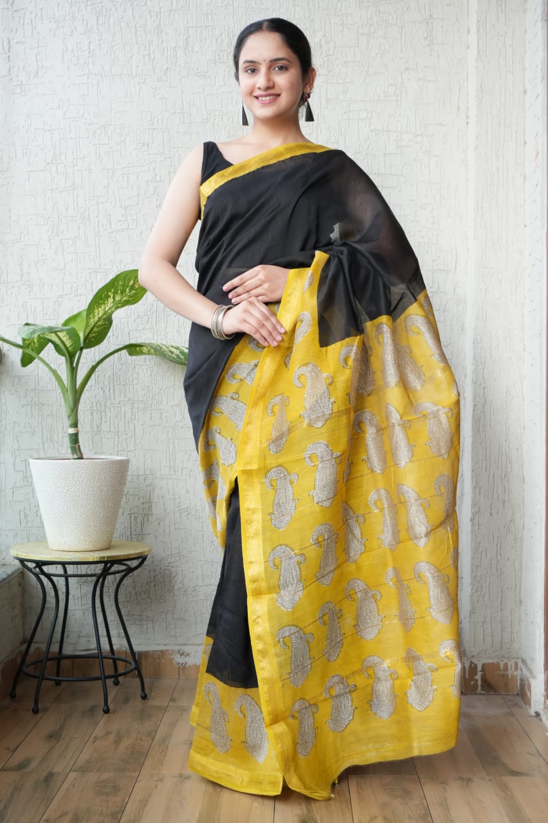New Designer Hand Block Print Maheshwari Silk Saree