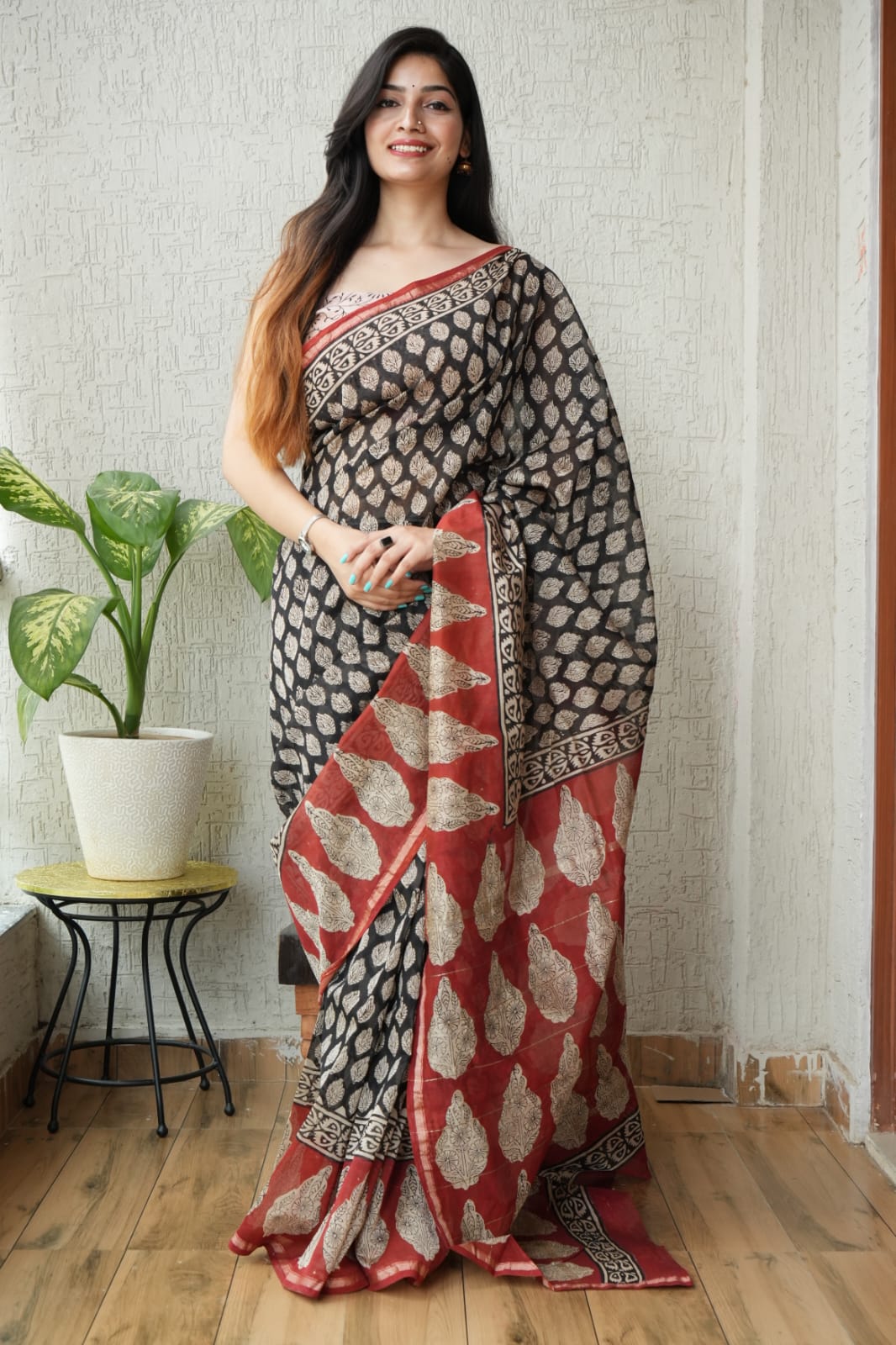 New Designer Hand Block Print Chanderi Silk Saree